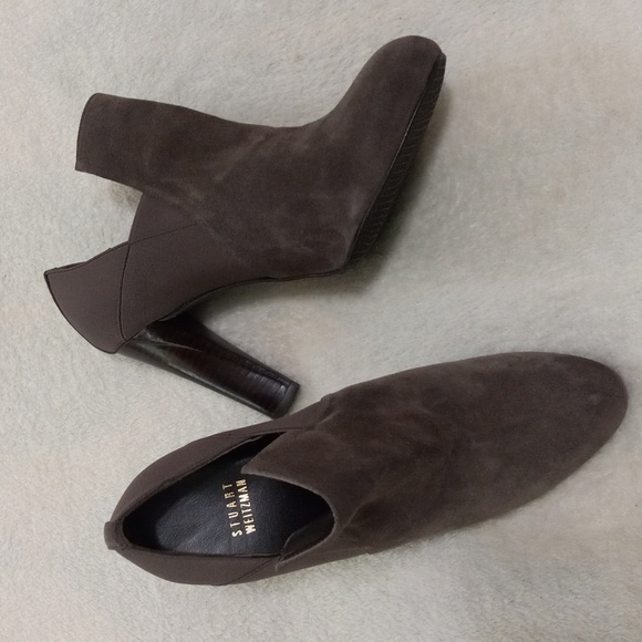 Authentic Stuart Weitzman Taupe Leather High Heel Booties NWOB - Picture 1 of 11